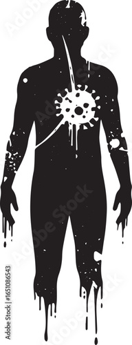 Representation of viral infection within a human body, with crea
