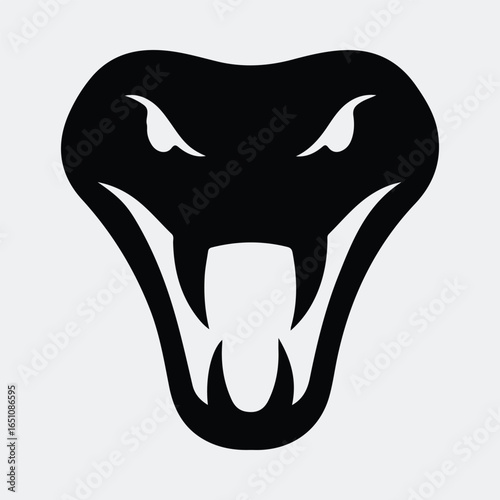 Silhouette Cobra head aggressive black and white vector illustration
