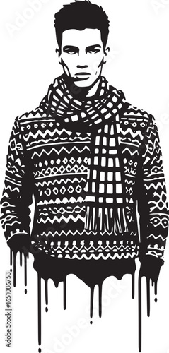 Monochromatic fashion portrait, an artistic display of modern ma