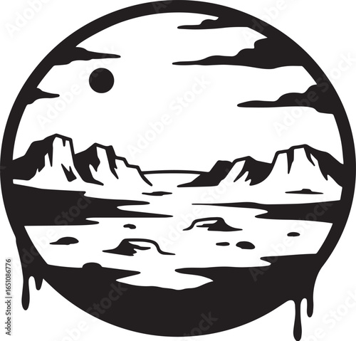 Monochromatic Alien Vista: A stylized exploration of a distant w