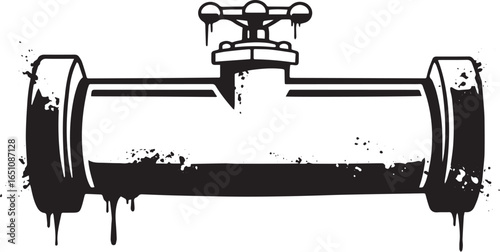 Industrial Plumbing Element Illustration with Valve and Texture