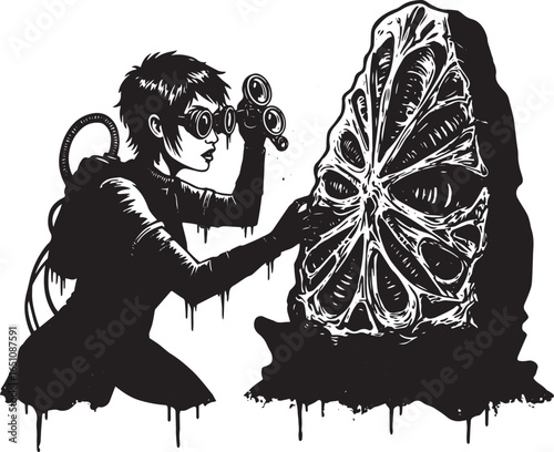 Monochromatic depiction of exploration, discovery, and the unkno