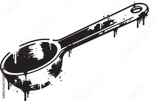 Grunge measuring spoon vector illustration for culinary or artis