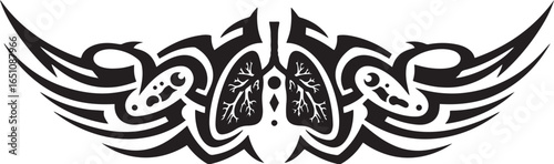 Tribal lung design representing respiratory health and pulmonary