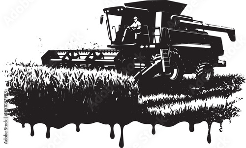Monochrome harvest: a combine harvester in a stylized agricultur