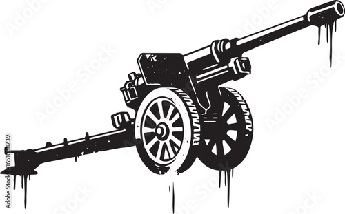 Monochromatic depiction of a cannon, evoking strength and confli