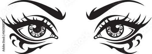 Hypnotic gaze of tribal eyes, captivating stare graphic illustra