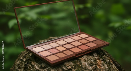 Eyeshadow Makeup Palette with Mirror with Nature Background