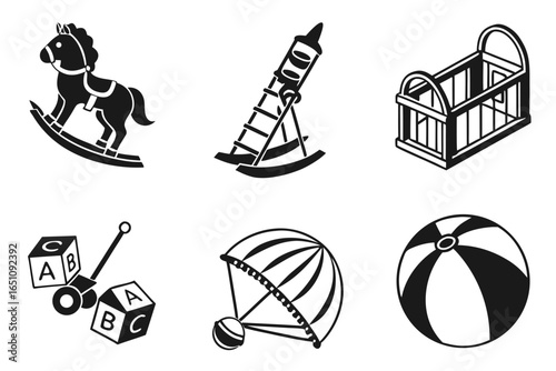 Collection of vintage toys isolated on white background