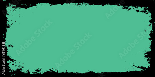 Abstract Green Textured Background with Black Border Grunge Style Design Element