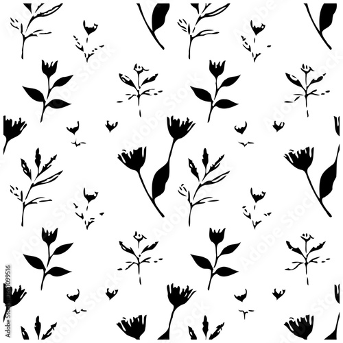 Botanical whimsy a seamless vector pattern featuring hand drawn stylized floral elements creates an elegant and organic design