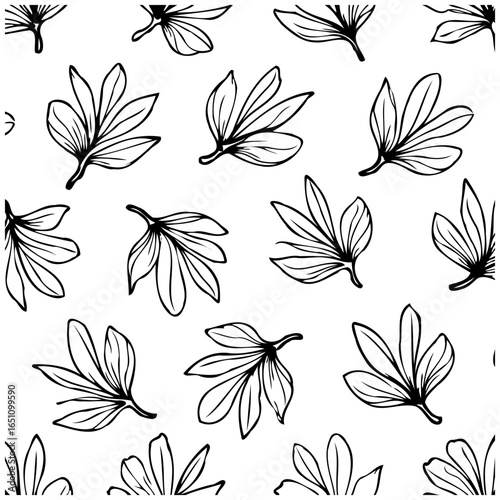 Elegant magnolia flower illustration vector in seamless repeating pattern background ideal for textile design or wallpaper to enhance any surface