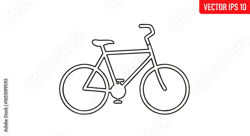 Simple line drawing of a bicycle with a seat, handlebars, frame, and wheels on a white background.