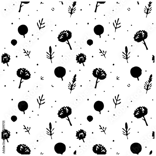 Elegant seamless black and white floral pattern creates a whimsical and modern design experience
