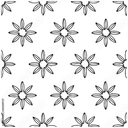 Seamless floral pattern creating visually pleasing repeating motif with flower elements that conveys elegance and simplicity for backgrounds