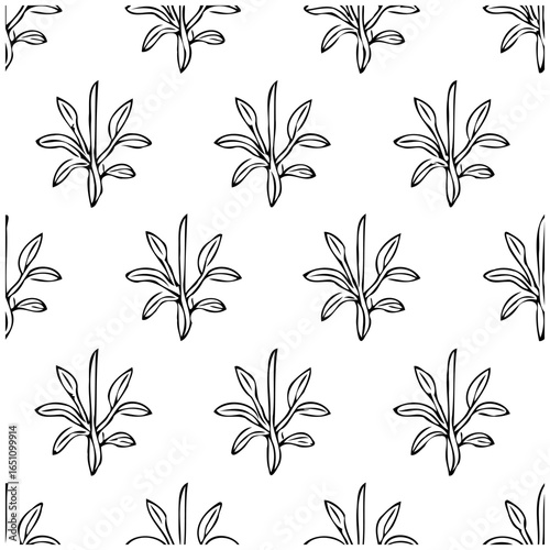 Seamless botanical pattern background featuring stylized leaf illustrations enhancing artistic designs creating a nature-inspired aesthetic