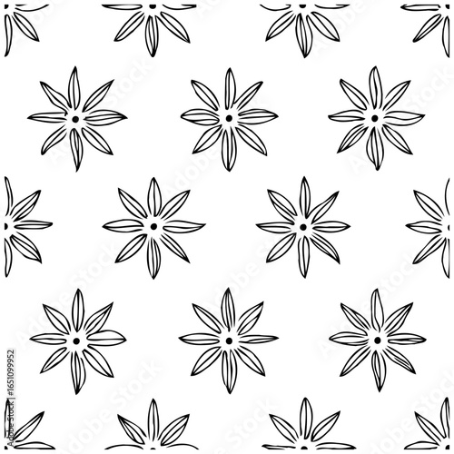 Seamless star anise pattern evokes culinary warmth and natural spice in minimalist design, adding elegance