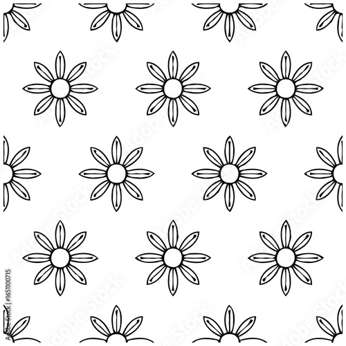 Floral elegance: Seamless pattern of simplistic daisy outlines for textile wallpaper or design background projects or fabrics or wallpapers