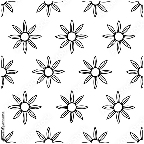 Floral pattern design featuring minimalist black and white flowers for backgrounds wallpaper textile and invitations template