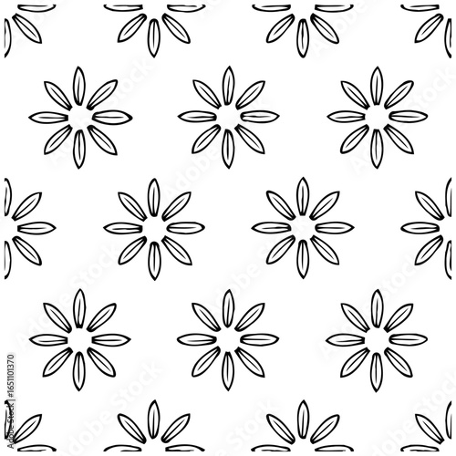 Seamless floral pattern design with repetitive flower icons evokes nature's artistry and simplicity elegance