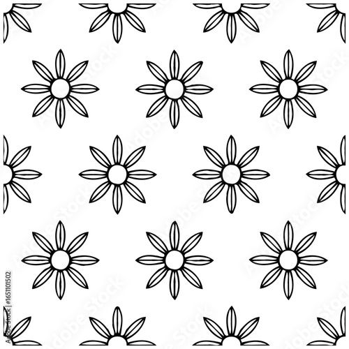 Floral patterns in elegant black and white, minimalist design, repeating botanical pattern is suitable for backgrounds, textiles and wallpapers
