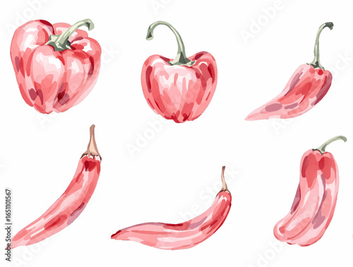 red hot chili peppers watercolor set