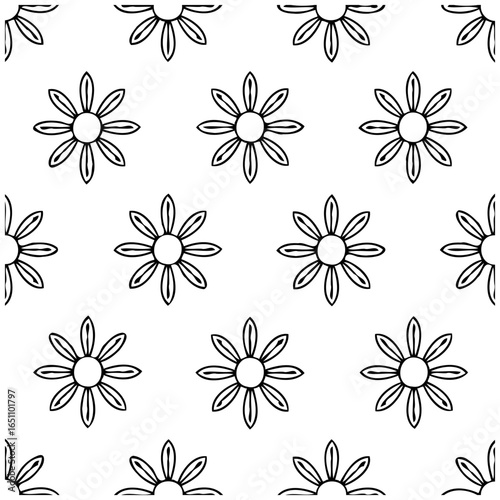Elegant floral repeat pattern seamless for textile and surface design showcasing botanical beauty with outlined simplicity