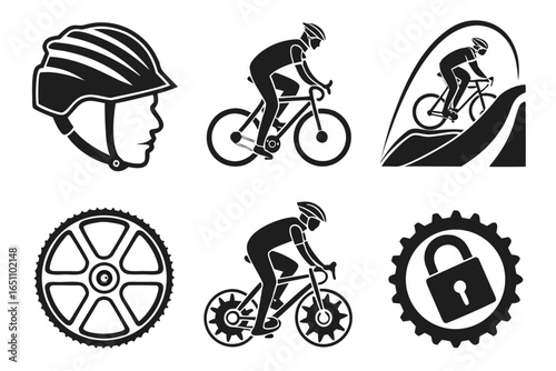 Bicycle and cycling icons isolated on white background
