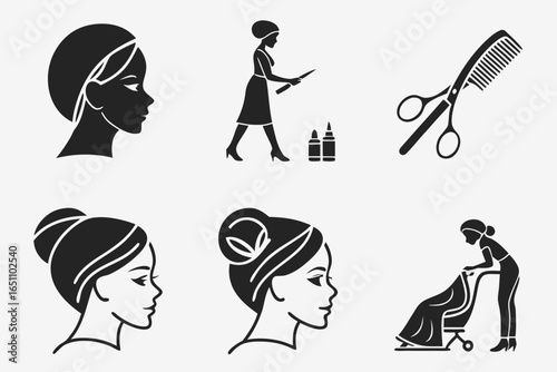 Beauty salon icons isolated on white background