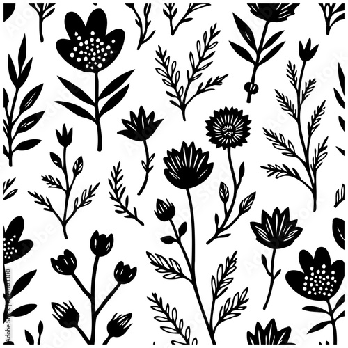 Elegant floral vector pattern: exquisite design showcasing flowers and leaves, perfect for backgrounds and decorations using a delicate and stylish illustration