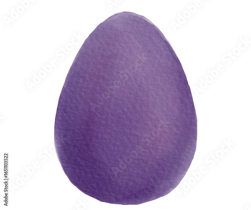 A single, isolated, purple egg against a plain white background.