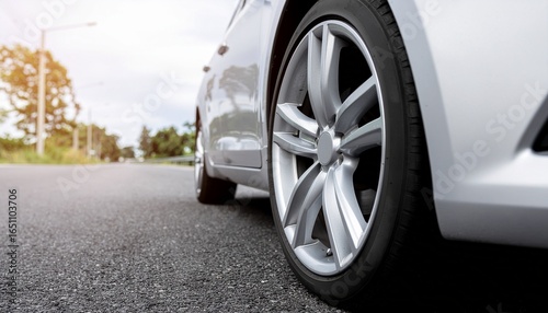 Wallpaper Mural Luxury Car Wheel on Asphalt Automotive Elegance and Road Grip Torontodigital.ca