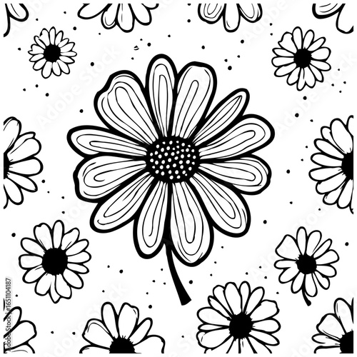 Elegant flower coloring page design featuring beautiful botanical elements for creative art therapy and relaxation, artistic expression