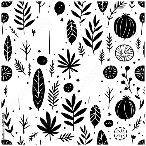 Charming black and white plant pattern background a delightful botanical motif perfect for adding natural flair