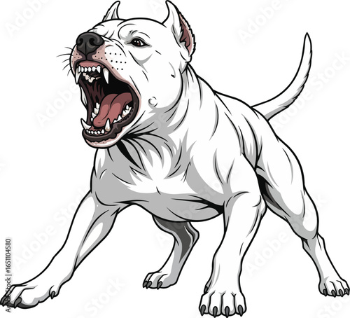 Dogo Argentino barking guard stance protective vector illustration