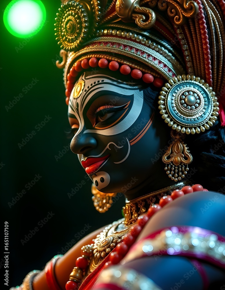 Fototapeta premium Bharatanatyam Dancer in Traditional Makeup and Costume