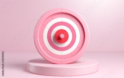 A pink target on a pedestal, symbolizing focus and goal achievement in a minimalist design.