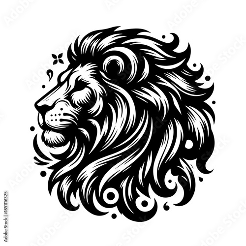 Wallpaper Mural Majestic lion head with a flowing mane, isolated on white background Torontodigital.ca