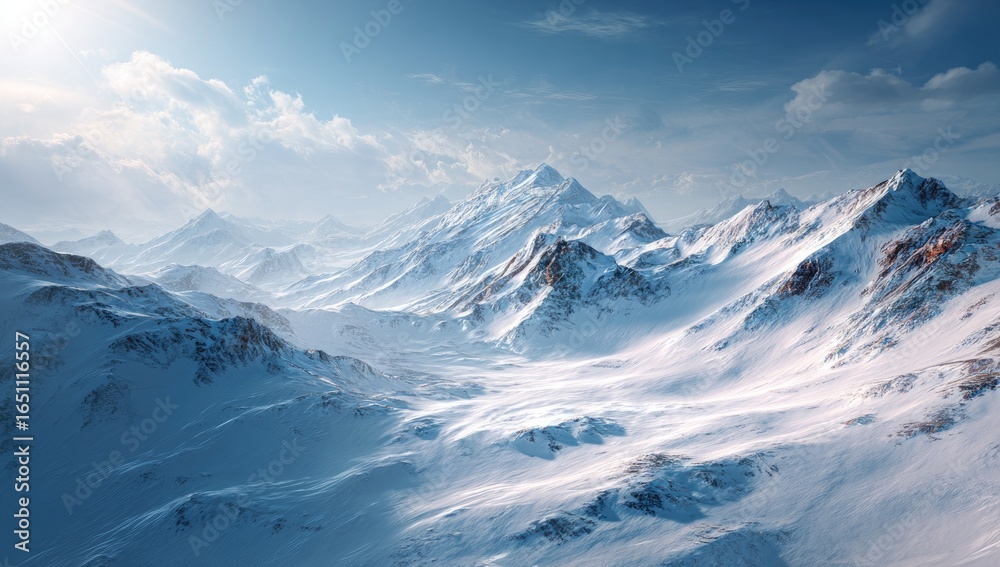 Obraz premium Snowy mountain range panorama (1)
