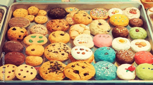 Wallpaper Mural Colorful assortment of cookies and donuts displayed on a tray. Torontodigital.ca