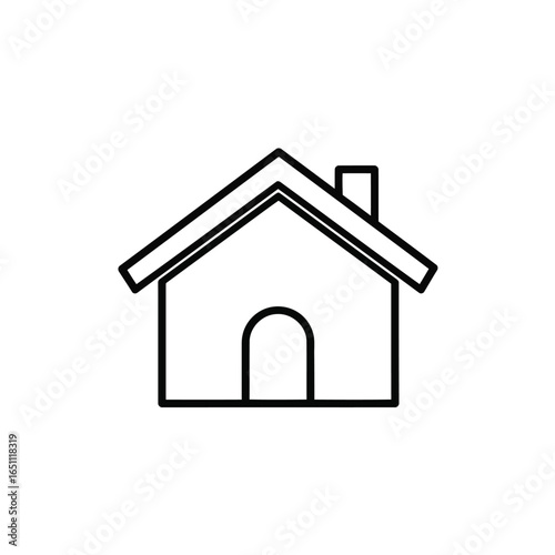 Vector illustration of simple house icon with arched door, isolated on white background