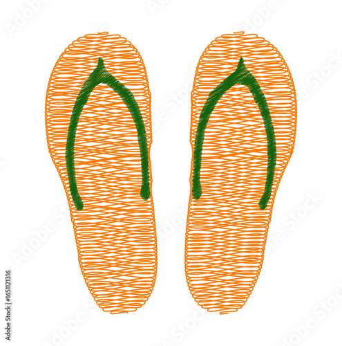 Illustration of a pair of flip flops with green straps