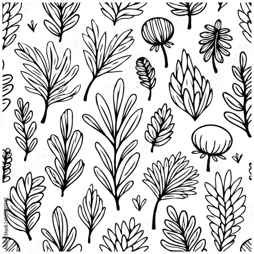 Delicate botanical bliss seamless pattern enchanting monochrome floral arrangement ideal for textile designs surface pattern design and more