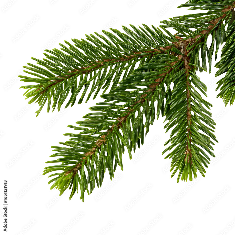Naklejka premium Realistic Christmas Tree Branch with Pine Needles Illustration