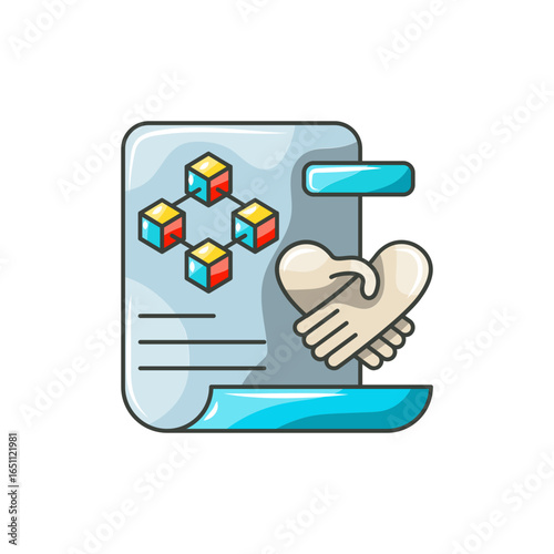 AI Handshake Icon, Smart Contract Technology Vector