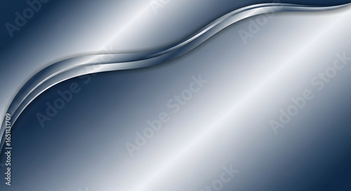 Abstract background with a flowing silver wave on a gradient from dark blue to white, creating a modern and elegant design.
