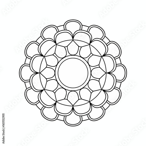 Intricate geometric mandala design silhouette isolated on white background