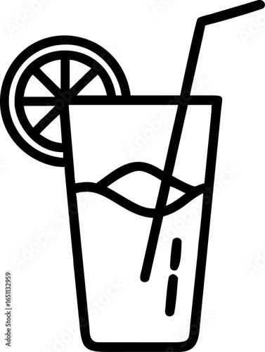 Refreshing glass of lemonade with a colorful straw perfect for summer drinks beverages and refreshment advertising banners and promotional designs