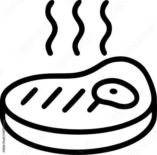 Delicious grilled steak with wisps of smoke rising perfect for culinary themes and restaurant branding presented as a clean vector illustration