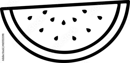 Vibrant illustration of a juicy watermelon slice showcasing its refreshing texture and bright red flesh with black seeds perfect for summer themes and healthy eating concepts